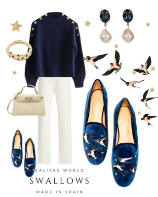 Calita Shoes LOAFERS MARINO 01TX VELVET ​SWALLOWS Rebajas de fábrica