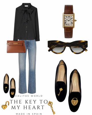 Calita Shoes ​LOAFERS BLACK VELVET YOU HAVE THE KEY OF MY HEART Los más vendidos
