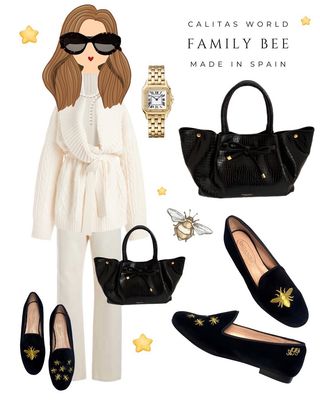 Calita Shoes ​LOAFERS BLACK VELVET FAMILY BEE Tienda de fábrica