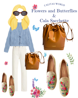Calita Shoes ​LOAFERS NATURAL LINEN FLOWERS AND BUTTERFLIES Descuento por venta flash