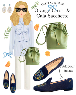 Calita Shoes ​LOAFERS FLORAL/ORANGES CREST MONOGRAM (2 DIFFERENT INITIALS) NAVY LINEN R22 Ofertas especiales