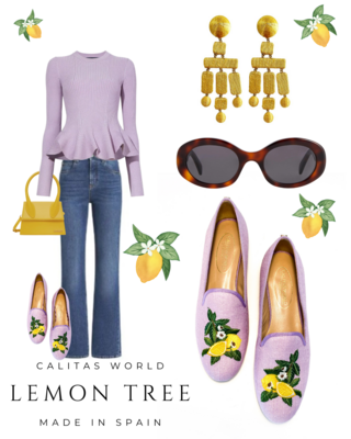 Calita Shoes ​LOAFERS LAVENDER LINEN LEMON TREE Outlet online