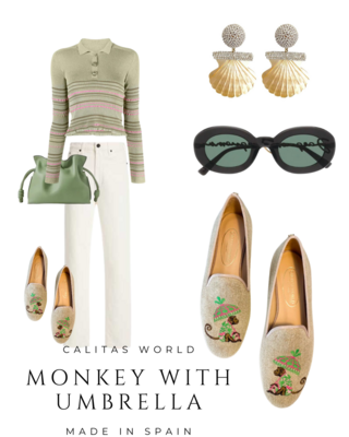 Calita Shoes LOAFERS NATURAL CO LINEN MONKEY WITH UMBRELLA Los más vendidos