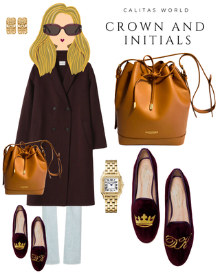 Calita Shoes LOAFERS WINE TX VELVET R53 GOLDEN CROWN AND GOLDEN INITIALS En oferta