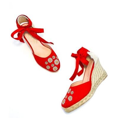 Calita Shoes ​CAMPESINAS RED DAISIES​ HEIGHT 9 CMS Envío gratis