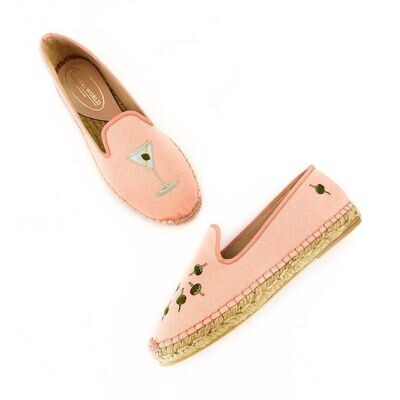 Calita Shoes ESPADRILLES PINK MELON MARTINI AND OLIVES. (MINI OLIVE ON THE HEEL) Precio de fábrica