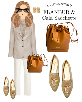 Calita Shoes ​POINTY NATURAL LINEN FLANEUR Última moda