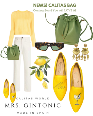 Calita Shoes ​POINTY YELLOW 16A CO LINEN MRS. GINTONIC Venta caliente