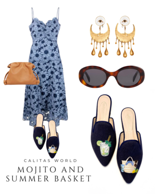 Calita Shoes ​MULES NAVY BLUE 9CO LINEN MOJITO AND BASKET Oferta especial de fábrica
