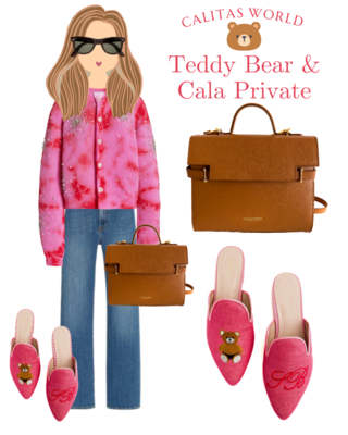 Calita Shoes ​MULES PINK LINEN TEDDY BEAR AND INITIALS Precios de Black Friday