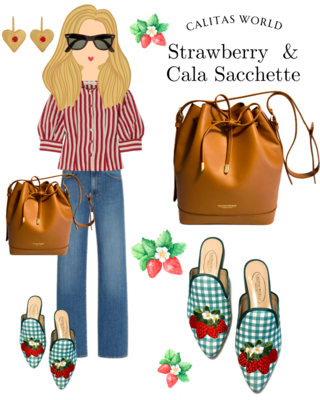 Calita Shoes ​MULES GREEN VICHY LINEN STRAWBERRY 2025