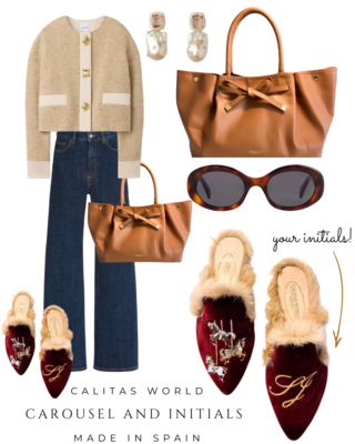 Calita Shoes ​MULES FUR BURGUNDY VELVET CAROUSEL AND INITIALS Rebajas baratas