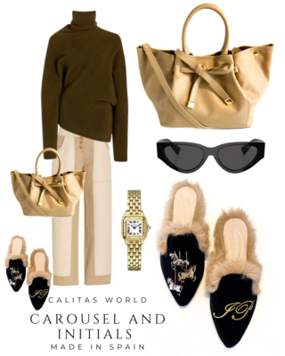 Calita Shoes ​MULES FUR BLACK VELVET CAROUSEL AND INITIALS Descuento