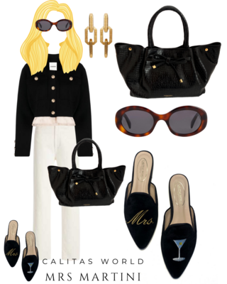 Calita Shoes ​MULES BLACK VELVET MRS. MARTINI Promoción por tiempo limitado