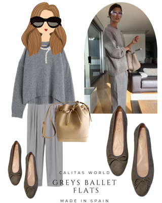 Calita Shoes BALLERINAS FLATS GREY SUEDE Grandes descuentos