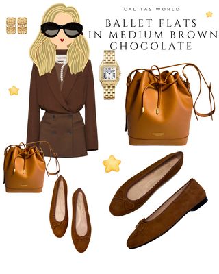 Calita Shoes BALLERINAS FLATS BROWN MEDIUM CHOCOLATE SUEDE ( CARIOCA 4345) R44 Limitado a 3 días