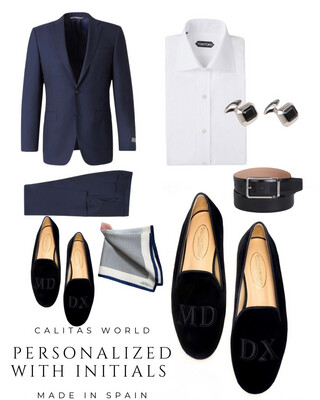 Calita Shoes ​LOAFERS MEN BLACK VELVET WITH BLACK ALICE INITIALS Últimos 2 días