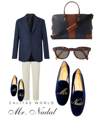 Calita Shoes ​LOAFERS MEN NAVY 9CO VELVET R22 PERSONALIZED WITH YOUR NAME. EXAMPLE MR. FRANCO​ En oferta