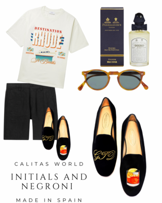 Calita Shoes ​LOAFERS MEN BLACK VELVET NEGRONI AND INITIALS Ofertas especiales