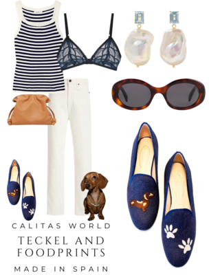 Calita Shoes ​LOAFERS NAVY BLUE CO LINEN TECKEL AND FOOTPRINTS Tienda