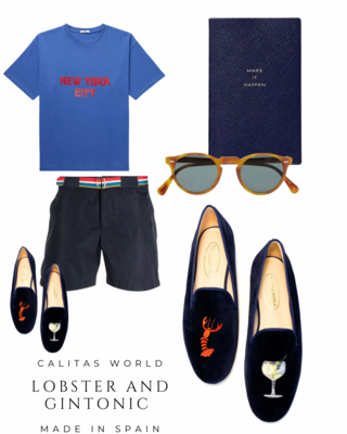 Calita Shoes ​LOAFERS MEN NAVY 9CO VELVET R22 LOBSTER AND GINTONIC ÚLTIMAS EDICIONES