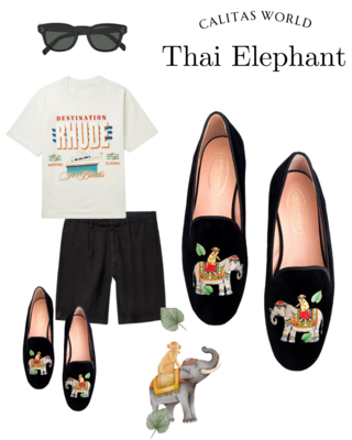 Calita Shoes ​LOAFERS MEN BLACK VELVET THAI ELEPHANT Solo queda un día