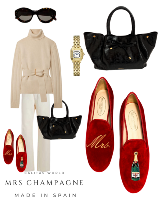Calita Shoes ​LOAFERS RED 1ACO VELVET MRS CHAMPAGNE En oferta