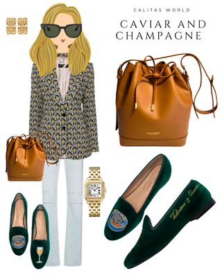 Calita Shoes LOAFERS GREEN 66TX VELVET CAVIAR AND CHAMPAGNE GLASS Ventas relámpago