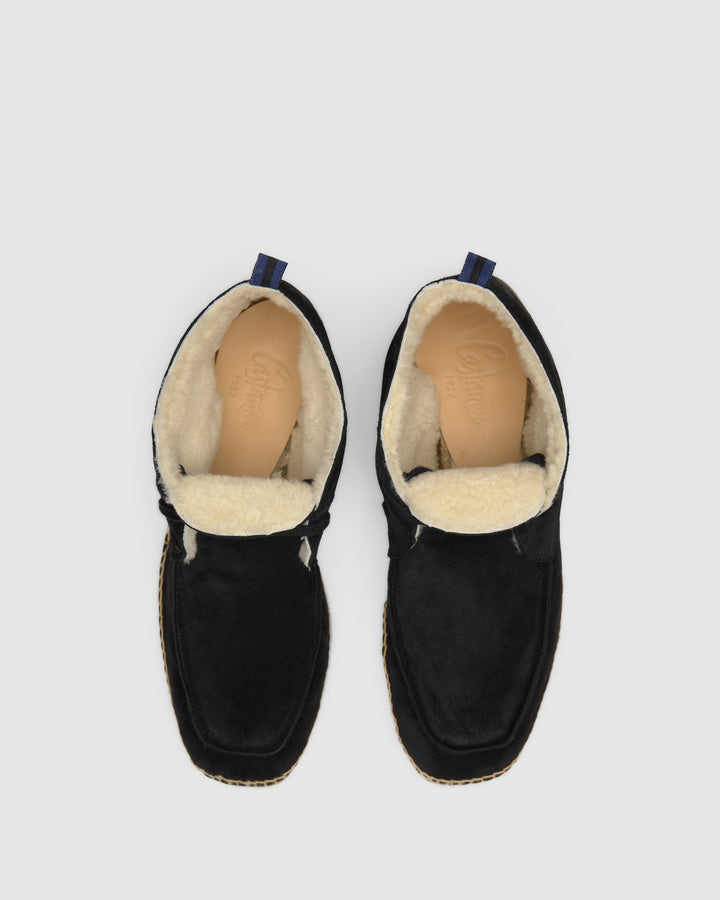 Castañer CASTAÑER | Alpargata Plana Cerrada Serraje NEGRO BERGAMO COSY T/186 – Castañer Ahorra y exporta