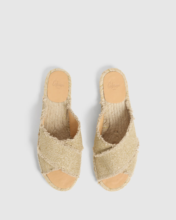 Castañer CASTAÑER SANDALIAS PLANAS PALMERA ORO CLARO MUJER – Castañer Oferta especial