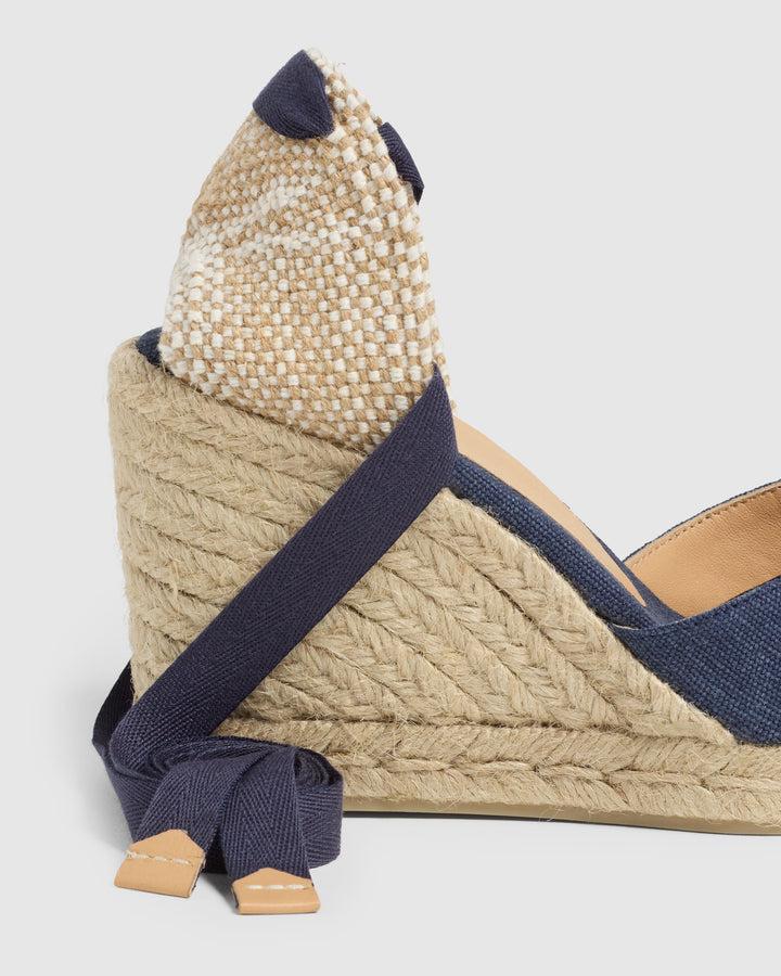 Castañer CASTAÑER | Alpargatas Chiara en algodón acabado lavado cierre mediante lazada y cuña de 9cm. – Castañer Promoción por tiempo limitado