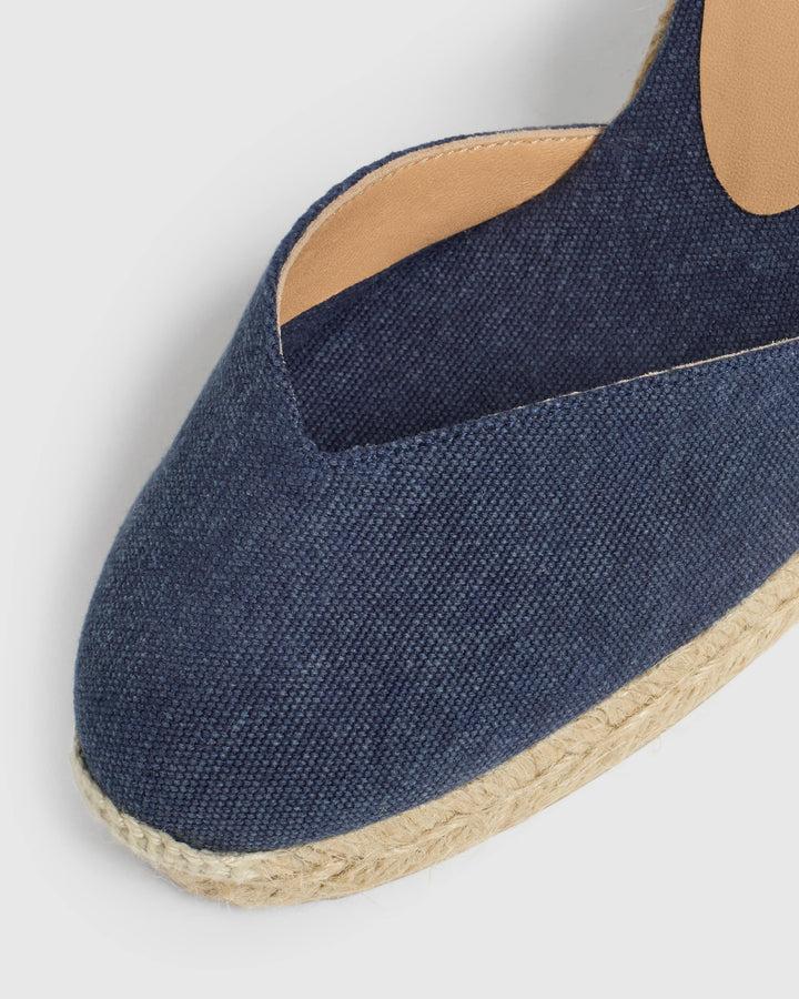 Castañer CASTAÑER | Alpargatas Chiara en algodón acabado lavado cierre mediante lazada y cuña de 9cm. – Castañer Promoción por tiempo limitado