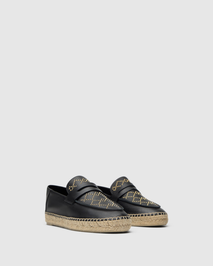 Castañer CASTAÑER | Alpargata Plana Cerrada Napa NEGRO KEULE STUDS/250 – Castañer Grandes descuentos