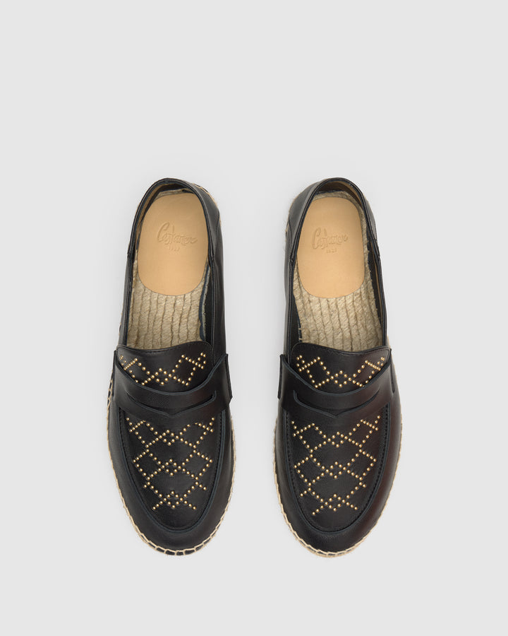 Castañer CASTAÑER | Alpargata Plana Cerrada Napa NEGRO KEULE STUDS/250 – Castañer Grandes descuentos