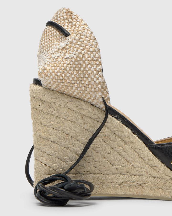 Castañer CASTAÑER | Alpargata Cuña Cerrada Napa NEGRO CARINA STUDS/8/250 – Castañer Liquidación