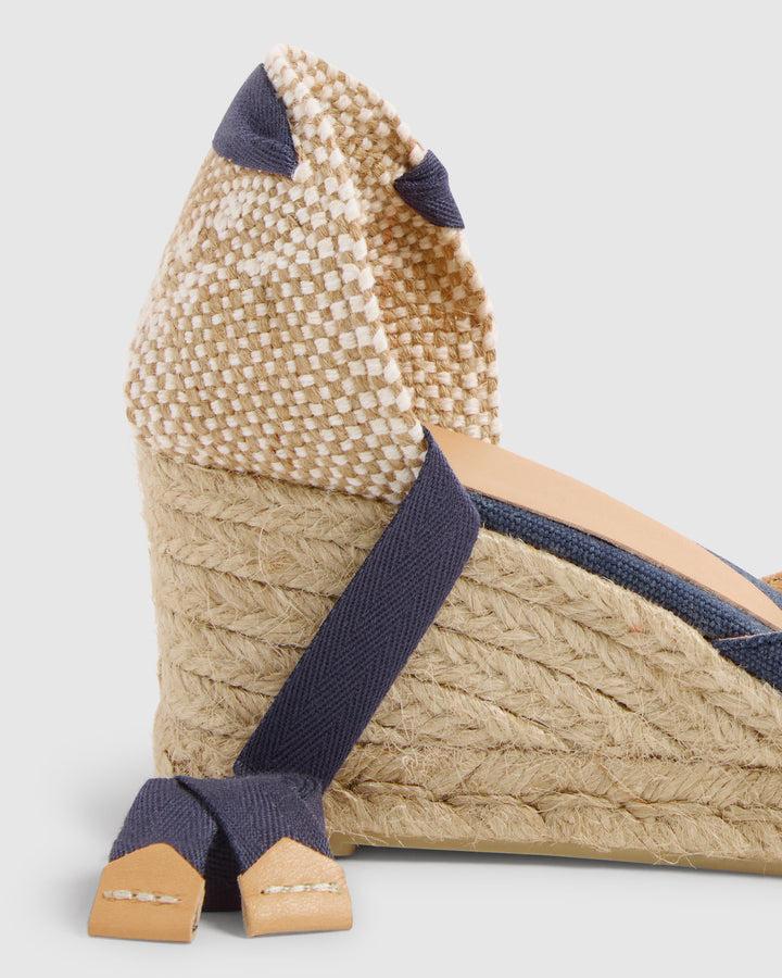 Castañer CASTAÑER | Alpargatas Carina en algodón acabado lavado cierre mediante lazada y cuña de 7cm. – Castañer Envío internacional gratuito