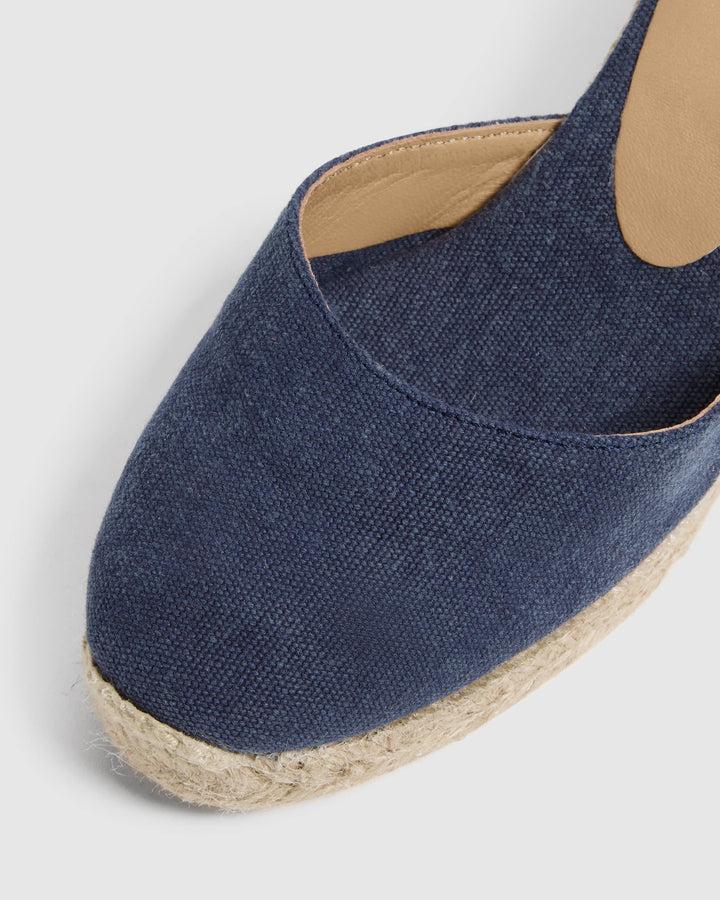 Castañer CASTAÑER | Alpargatas Carina en algodón acabado lavado cierre mediante lazada y cuña de 7cm. – Castañer Envío internacional gratuito
