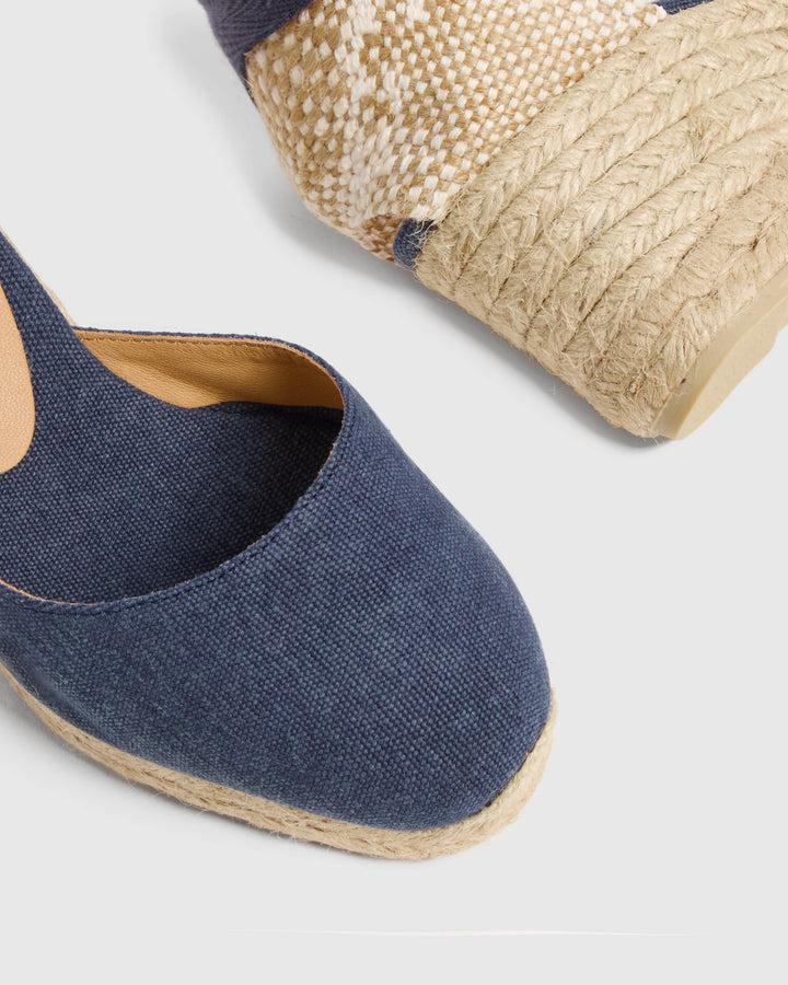 Castañer CASTAÑER | Alpargatas Carina en algodón acabado lavado cierre mediante lazada y cuña de 7cm. – Castañer Envío internacional gratuito