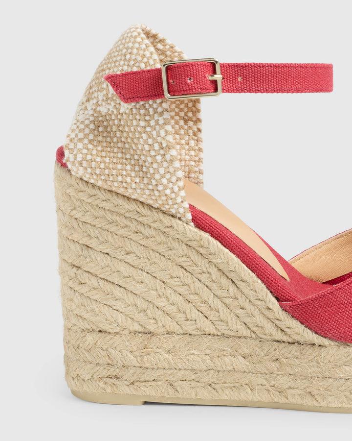 Castañer CASTAÑER | Alpargatas Chiarita en algodón acabado lavado cierre lateral de pulsera con hebilla metálica y cuña de 9cm con doble plataforma.  – Castañer Oferta exclusiva