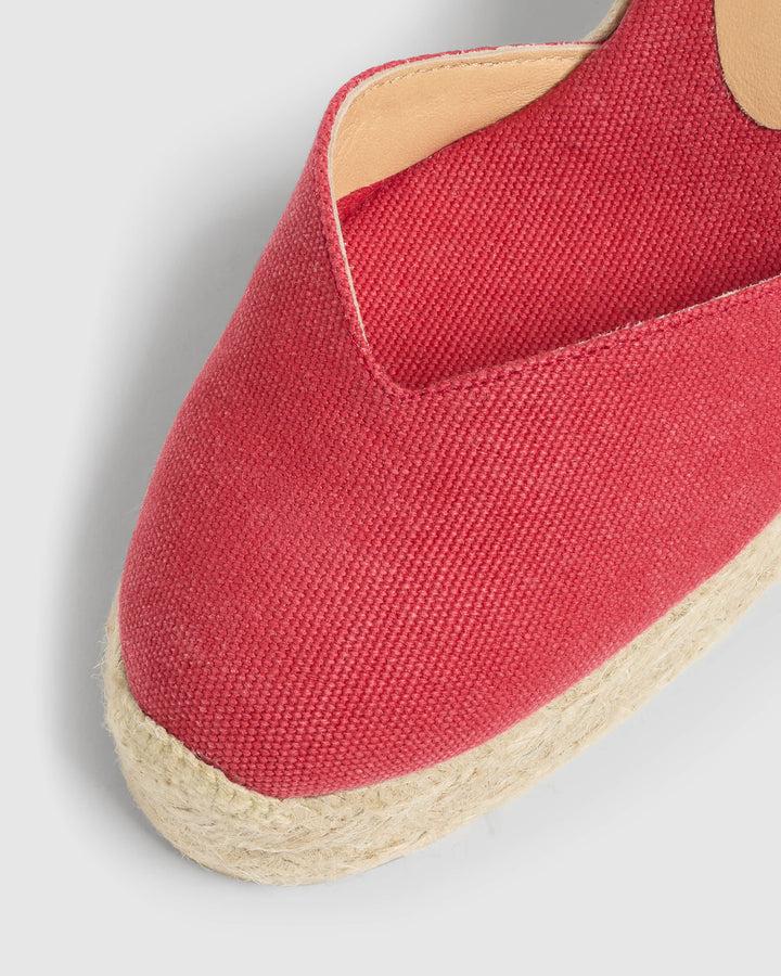 Castañer CASTAÑER | Alpargatas Chiarita en algodón acabado lavado cierre lateral de pulsera con hebilla metálica y cuña de 9cm con doble plataforma.  – Castañer Oferta exclusiva