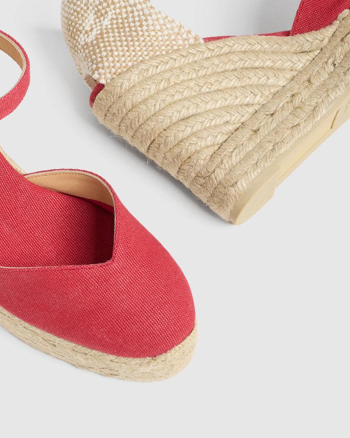 Castañer CASTAÑER | Alpargatas Chiarita en algodón acabado lavado cierre lateral de pulsera con hebilla metálica y cuña de 9cm con doble plataforma.  – Castañer Oferta exclusiva