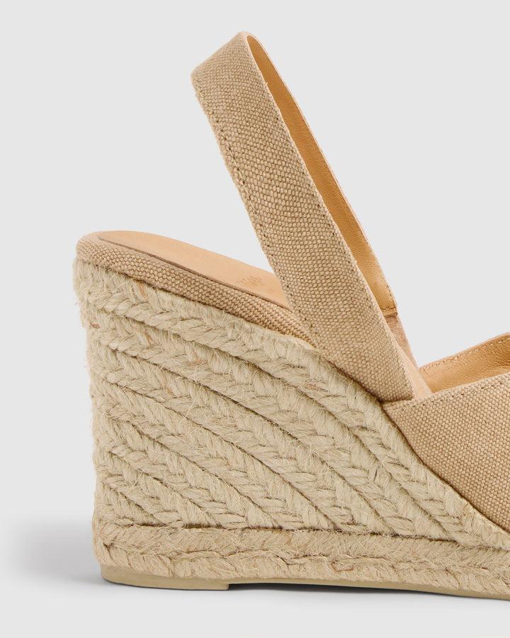 Castañer CASTAÑER | Sandalias Brisa en algodón orgánico acabado lavado y cuña de 9cm. – Castañer Descuento por venta flash
