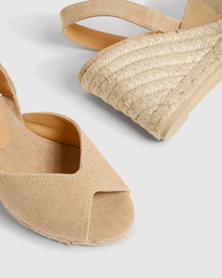 Castañer CASTAÑER | Sandalias Brisa en algodón orgánico acabado lavado y cuña de 9cm. – Castañer Descuento por venta flash