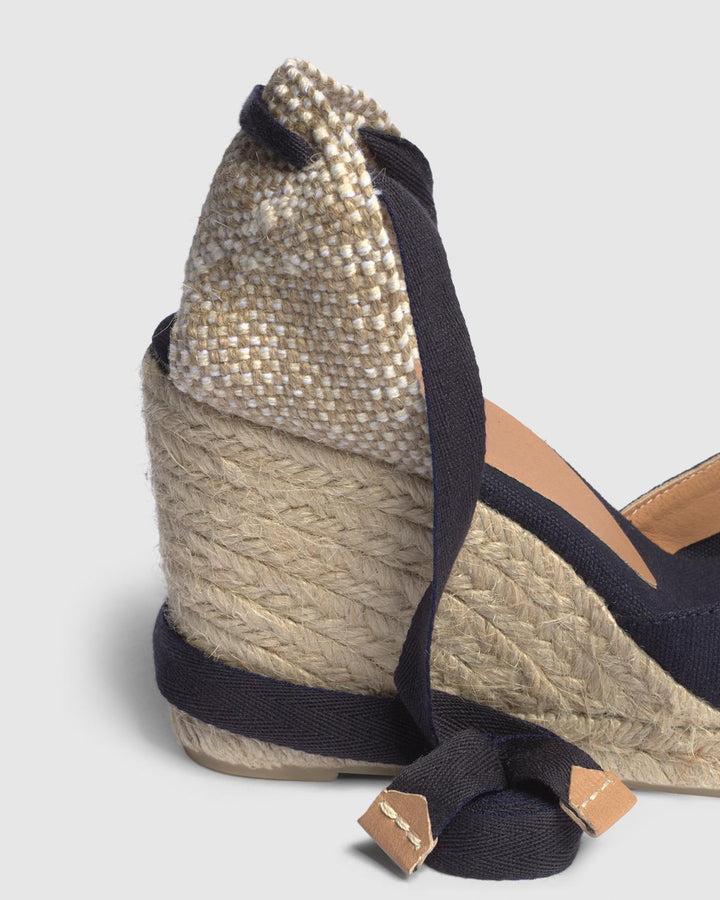 Castañer CASTAÑER | Alpargatas Carina en algodón orgánico cierre mediante lazada y cuña de 9cm. – Castañer Oferta especial