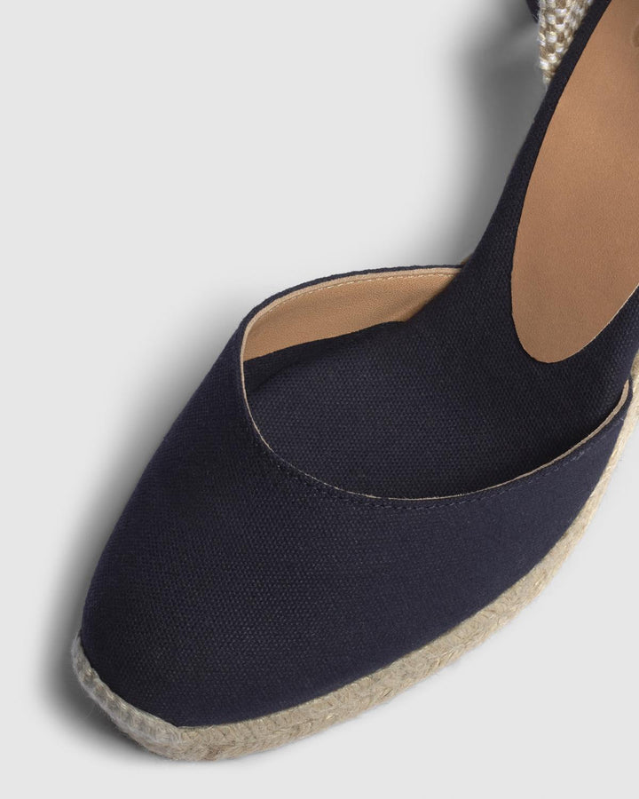 Castañer CASTAÑER | Alpargatas Carina en algodón orgánico cierre mediante lazada y cuña de 9cm. – Castañer Oferta especial