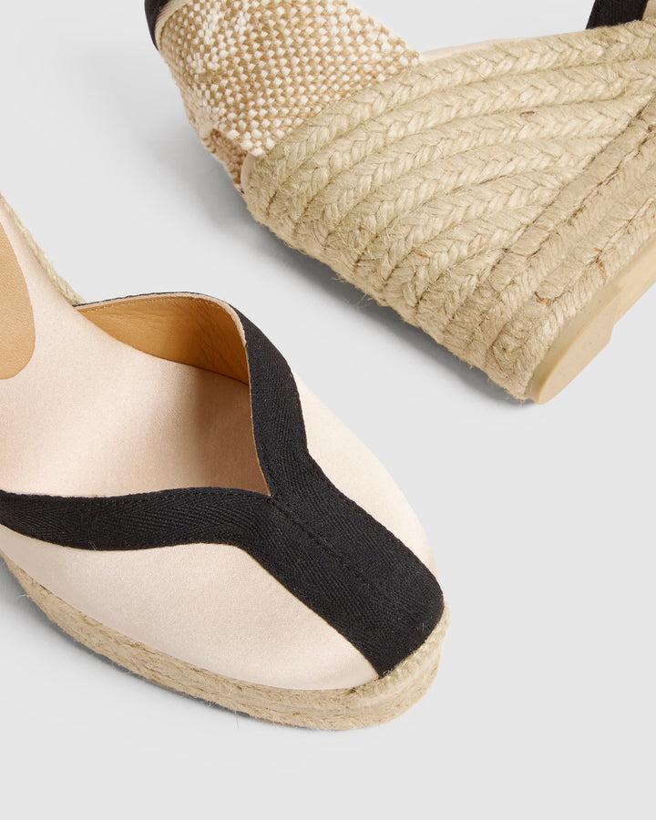 Castañer Alpargata Pala Talon Champagne/Negro Cuña Mujer | Castañer Último día