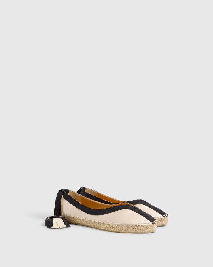 Castañer Alpargata Bailarina Champagne/Negro Plana Mujer | Castañer Promoción por tiempo limitado