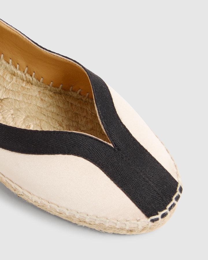 Castañer Alpargata Bailarina Champagne/Negro Plana Mujer | Castañer Promoción por tiempo limitado