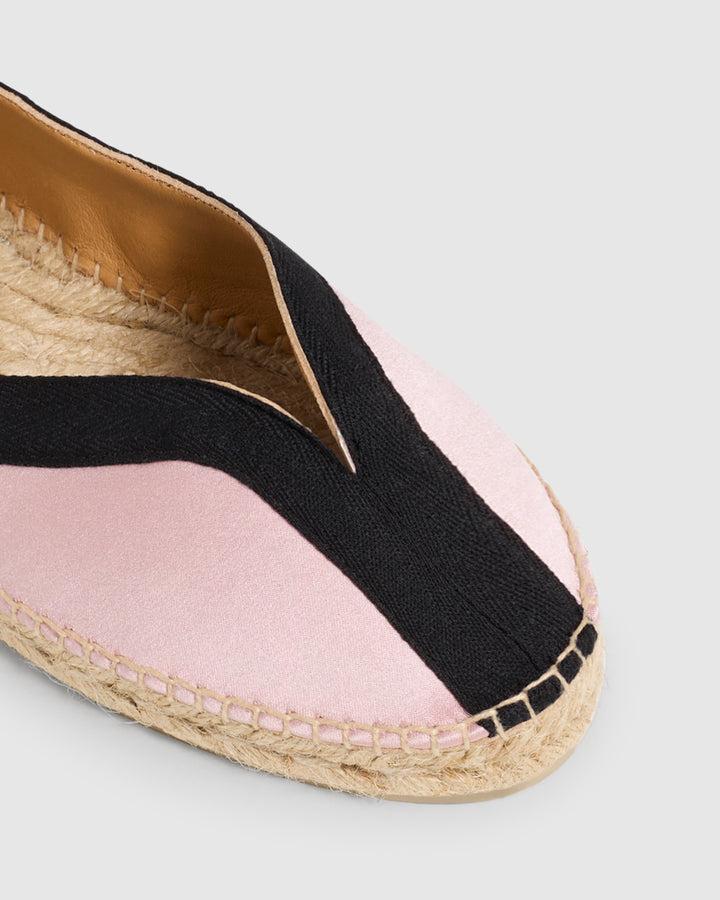 Castañer Alpargata Bailarina Rosa/Negro Plana Mujer | Castañer Envío internacional gratuito