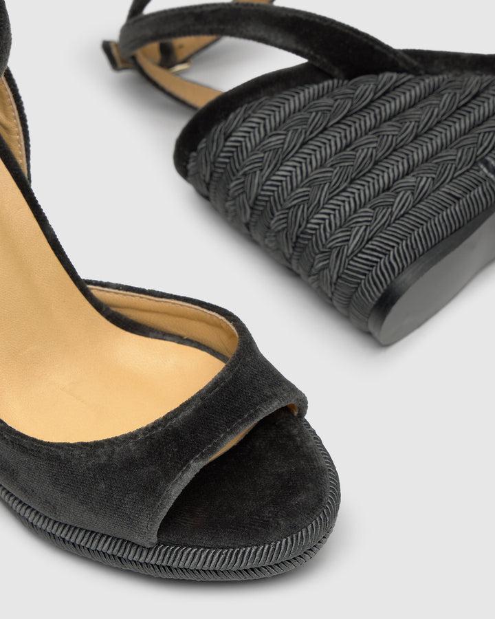 Castañer CASTAÑER | Cuña Abierta Terciopelo PLOMO BLES/243 – Castañer Ofertas de temporada